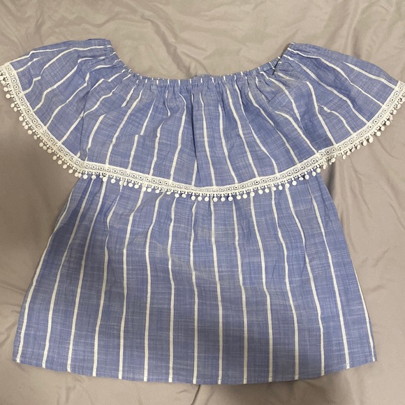 BNWT off the shoulder striped top size Large - Picture 1 of 4